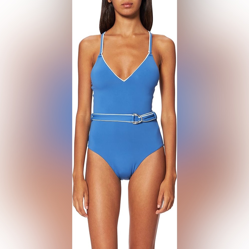 NWOT Seafolly Blue V-Neck Swimsuit with Belt